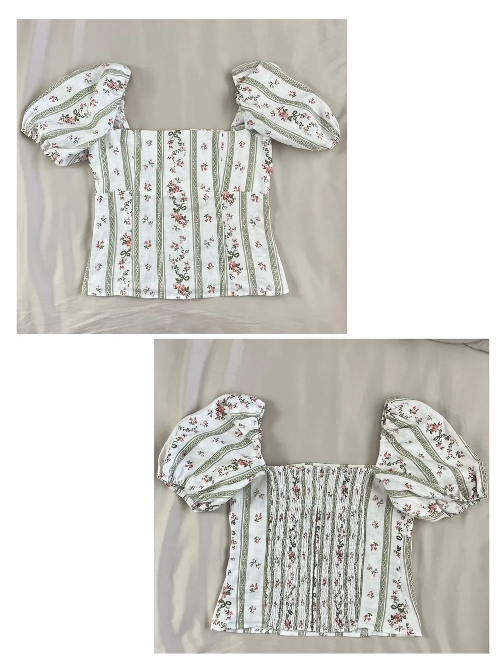 Reformation Arancini Puff Sleeve Top Heath Floral Renaissance Milkmaid Peasant